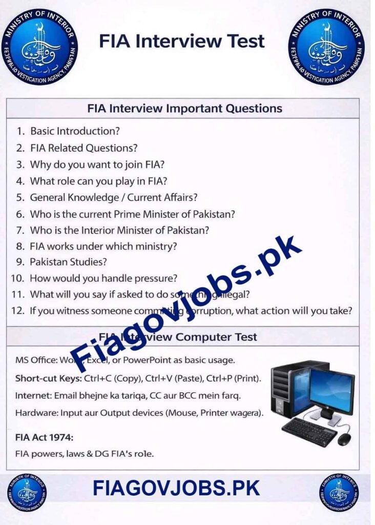 Www.fia.gov.pk Jobs 2026
