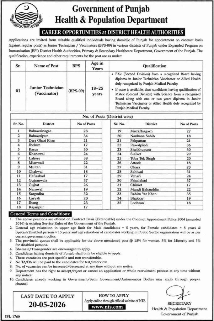NTS vaccinator Jobs 2026 