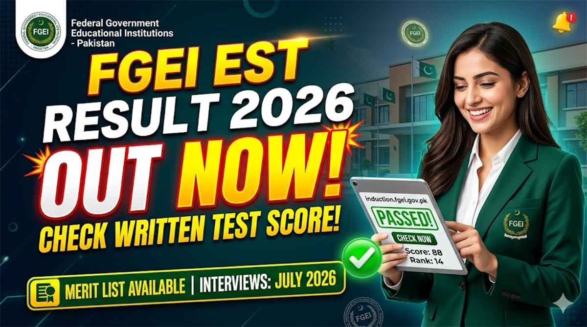 FGEI jobs written test result 2026 merit list